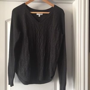 🚫SOLD🚫Cozy Dark Gray Knit V-Neck Sweater